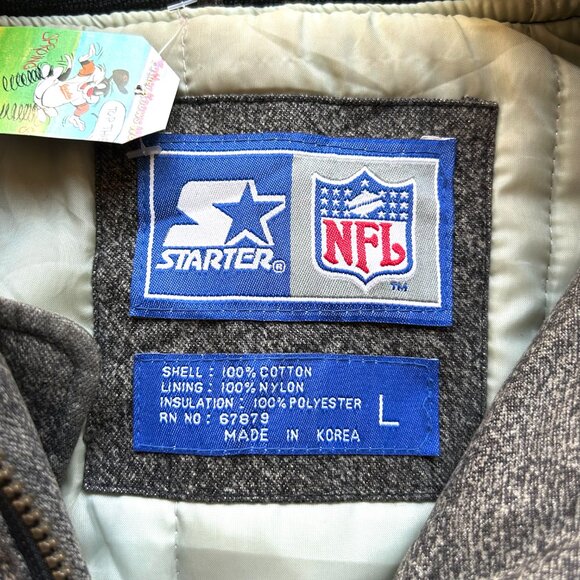 Vintage 1990s Los Angeles Raiders Starter Jacket - NFL AFC Gray Hooded Zip-Up - Picture 6 of 7